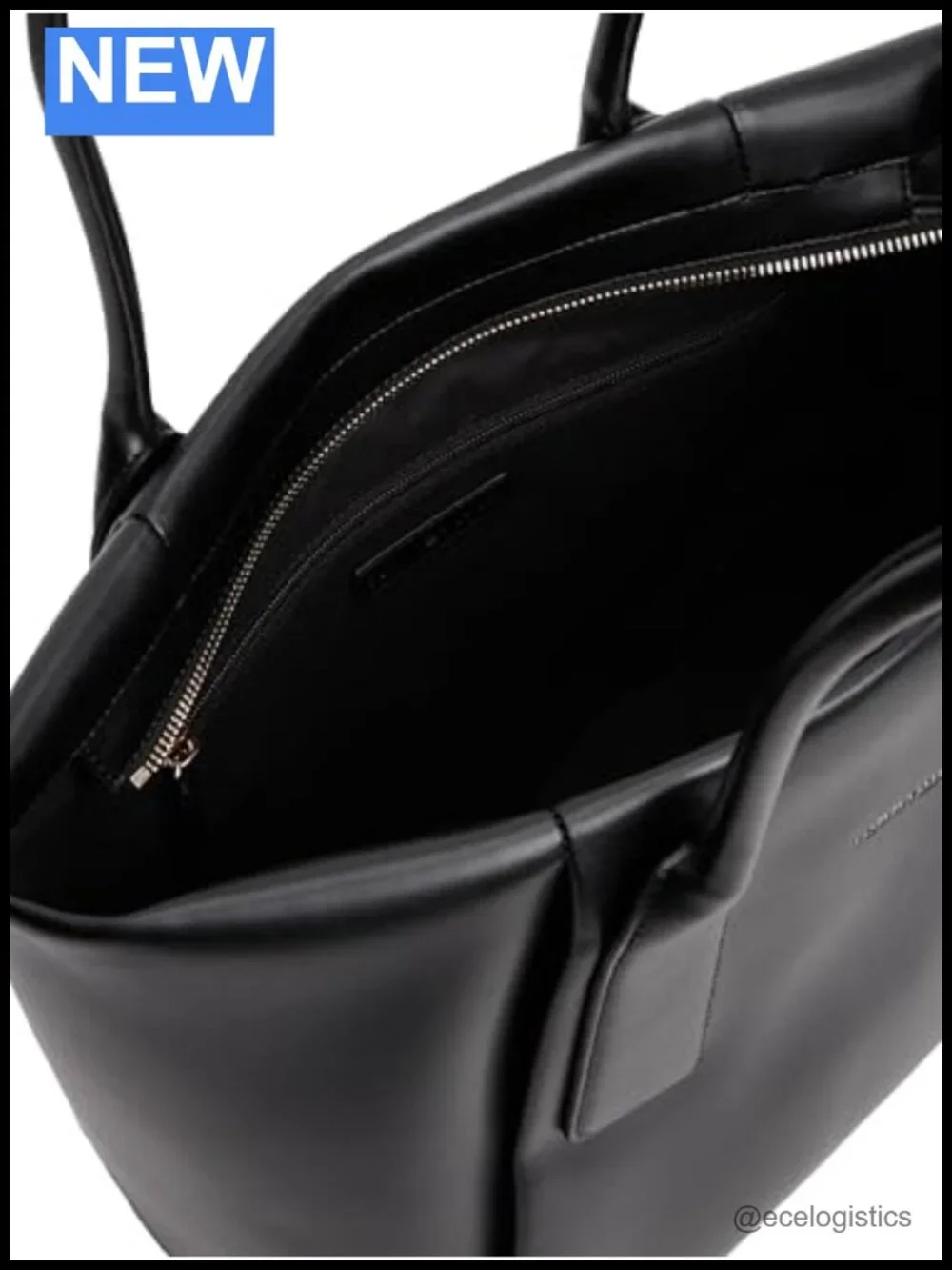 PU Leather Tote Bag with Zipper, Laptop Work Travel Purse